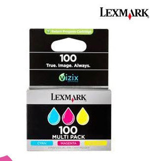 Lexmark No 100, 14N1291 tri colour multi pack genuine printer cartridges for P205 printer by Lexmark