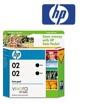 HP CE015AA (HP 02) Genuine Black Twin Pack  Ink Cartridges